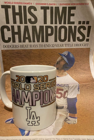 Dodgers World Series 2020 CHAMPIONS + Name/Number 11oz Coffee Mug